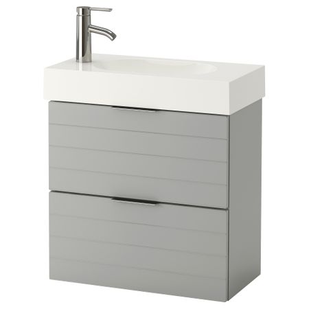 Шкаф для раковины с 2 ящиками ГОДМОРГОН / БРОВИКЕН, светло-серый (62x33x68 см)