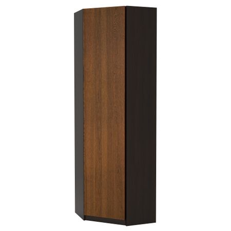 Гардероб угловой ПАКС, черно-коричневый, Нексус ясеневый шнон/коричневая морилка