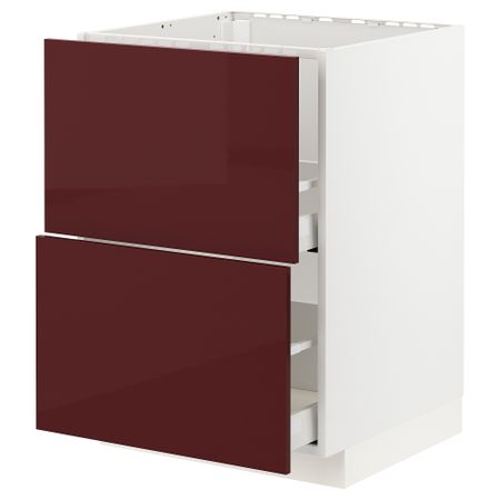 Напольный шкаф под мойку + 2 фронтальных панель, 2 ящика, 60x60 cm IKEA METOD МЕТОД, MAXIMERA МАКСИМЕРА 193.275.07