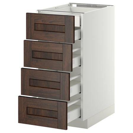 Напольный шкаф 4 фронтальных, 2 низких, 3 средних ящ, белый/Эдсерум коричневый 40x60 см IKEA METOD МЕТОД / MAXIMERA МАКСИМЕРА