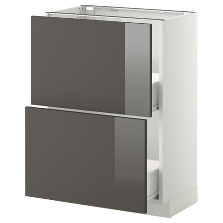 Напольный шкаф с 2 ящиками МЕТОД / ФОРВАРА, белый, Рингульт серый