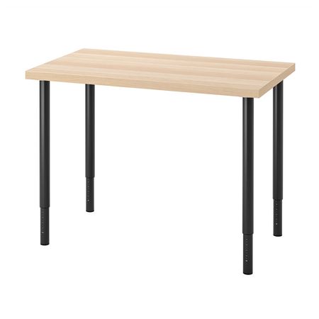 LINNMON / OLOV Письменный стол - под беленый дуб/чёрный 100x60 см