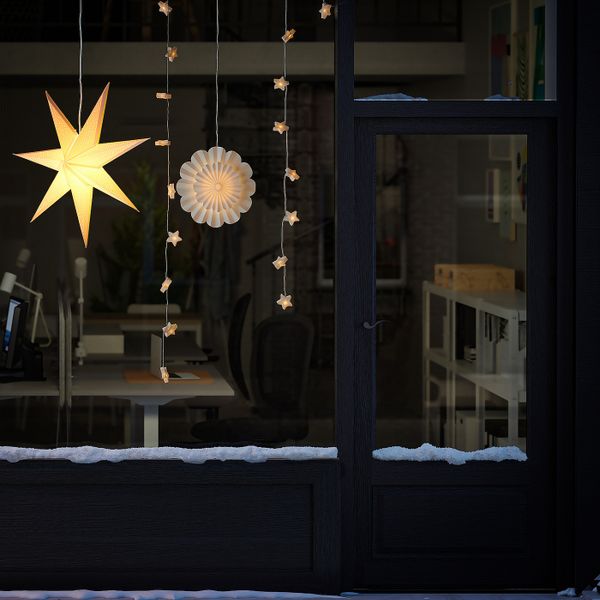 Подвесной светильник, светодиодный, с батарейным питанием/цветок 35 см IKEA STRÅLA СТРОЛА 605.030.79 - схема-чертеж с размерами