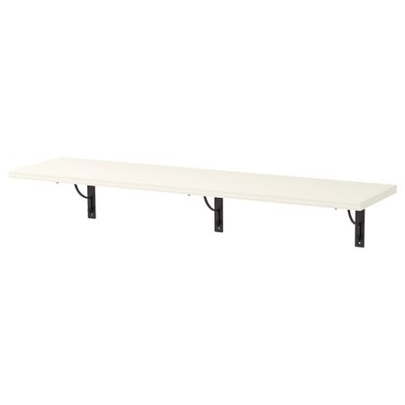 Полка навесная, белый, черный, 120x30 см IKEA БЕРГСХУЛЬТ / ЭКБИ ХОЛЬ 892.946.12