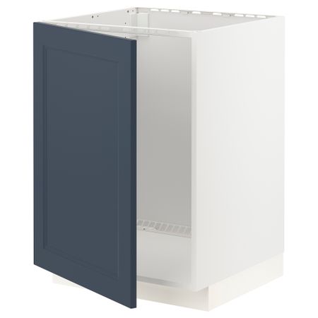 Напольный шкаф для мойки, белый Axstad, матовая поверхность синий, 60x60 см IKEA METOD МЕТОД 194.674.23