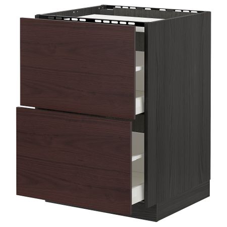 Напольный шкаф, 2 фронтальных панели, 2 ящика, 60x60 cm IKEA METOD МЕТОД, MAXIMERA МАКСИМЕРА 493.341.15