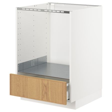 Напольный шкаф для духовки, с ящиком, белый/Экестад дуб 60x60 см IKEA METOD МЕТОД / MAXIMERA МАКСИМЕРА 792.355.95