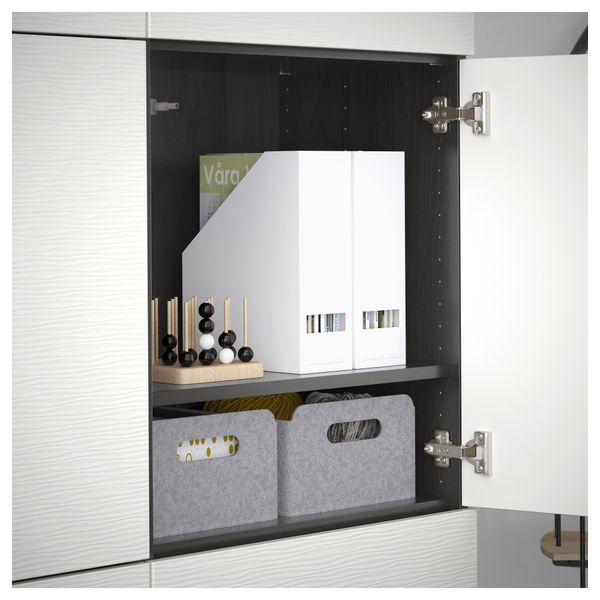 Комбинация для хранения с дверцами БЕСТО, черно-коричневый, Лаксвикен белый (120x40x192 см) - фото 3