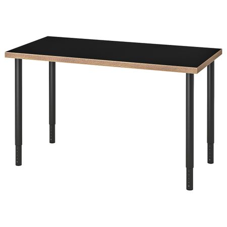 Стол, черный/фанера 120x60 см IKEA LINNMON ЛИННМОН / OLOV ОЛОВ 793.313.75