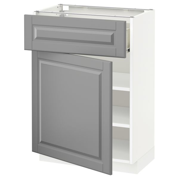 Напольный шкаф с ящиком, дверью МЕТОД / ФОРВАРА, белый, Будбин серый - схема-чертеж с размерами