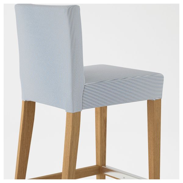 Стул барный ХЕНРИКСДАЛЬ, дуб, Ремваллен синий/белый (74 см) - фото 4