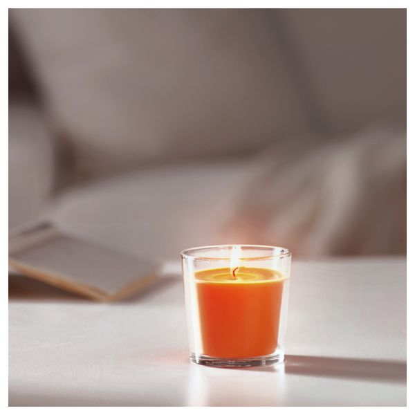 Ароматическая свеча в стакане СИНЛИГ, Солнечный мандарин оранжевый, оранжевый (7.5 см) - схема-чертеж с размерами