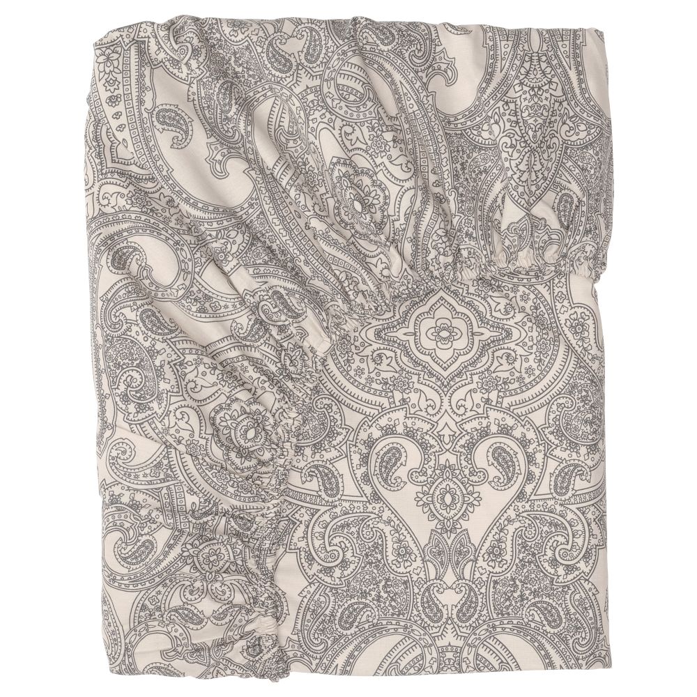 Простыня натяжная, 90x200 см, бежевый, темно-серый IKEA JÄTTEVALLMO ЙЭТТЕВАЛЛМО 205.014.64 - фото 1