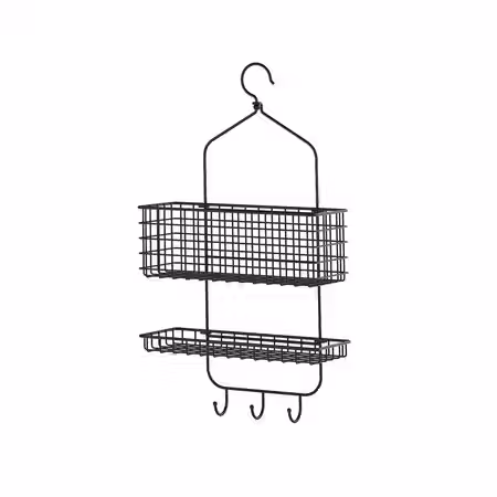 BLECKSJÖN Корзина подвесная для душа - чёрный 31x56 см