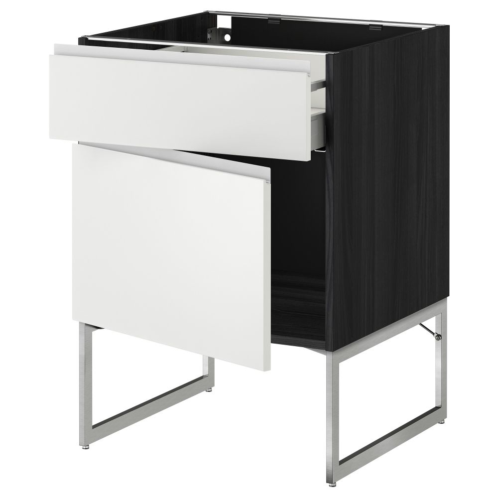 Напольный шкаф с ящиком, дверью МЕТОД / МАКСИМЕРА, черный, Нодста белый - схема-чертеж с размерами