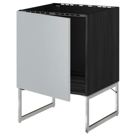 Напольный шкаф для раковины МЕТОД, черный, Веддинге серый (60x60x60 см)