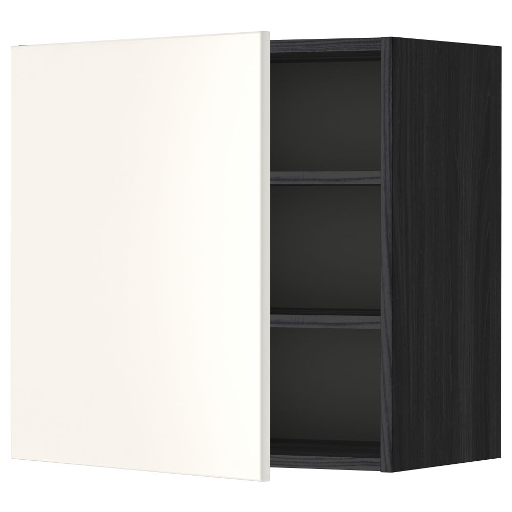 Шкаф навесной с полкой МЕТОД, черный, Веддинге белый - схема-чертеж с размерами