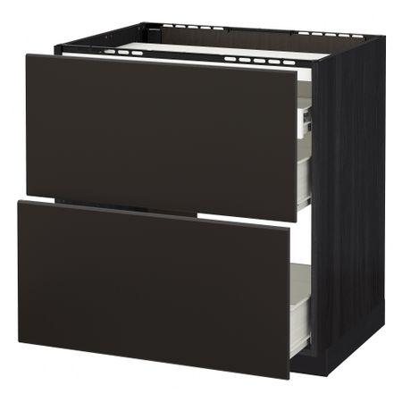 Напольный шкаф, 2 фронтальных панели, 3 ящика МЕТОД / ФОРВАРА, черный, Кунгсбакка антрацит