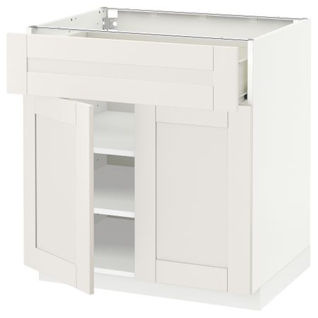 Напольный шкаф + ящик, 2 дверцы МЕТОД / ФОРВАРА, белый, Сэведаль белый (80x60 см)