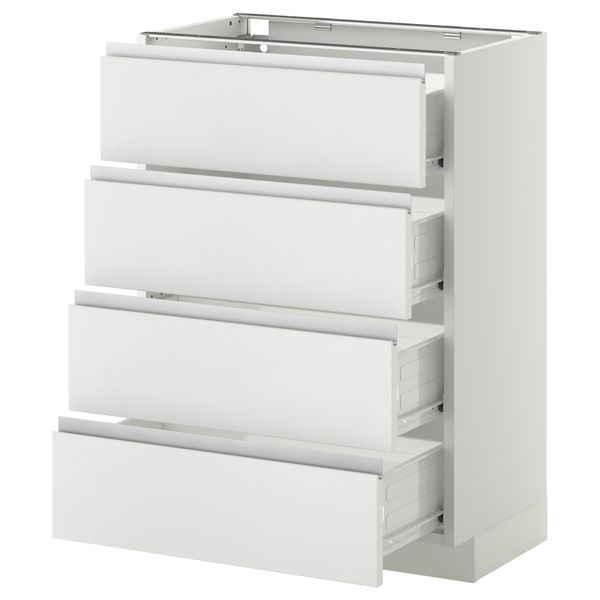 Напольный шкаф 4 фронтальных панели, 4 ящика МЕТОД / ФОРВАРА, белый, Нодста белый - схема-чертеж с размерами