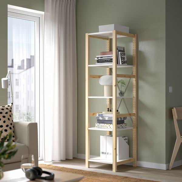 Стеллаж, сосна, металлический белый, 48x50x179 см IKEA IVAR ИВАР 995.535.01 - фото 3