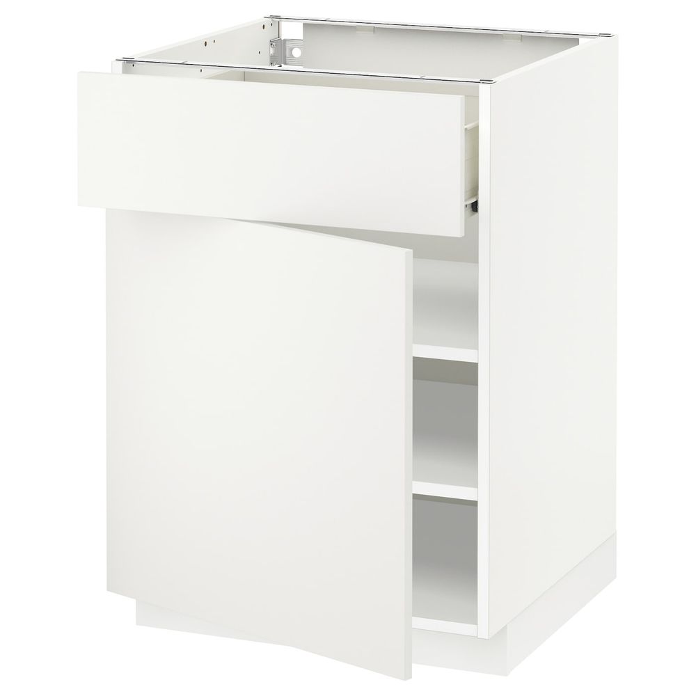 Напольный шкаф с ящиком/дверью, белый/Хэггеби белый 60x60 см IKEA МЕТОД / ФОРВАРА 092.620.21 - схема-чертеж с размерами