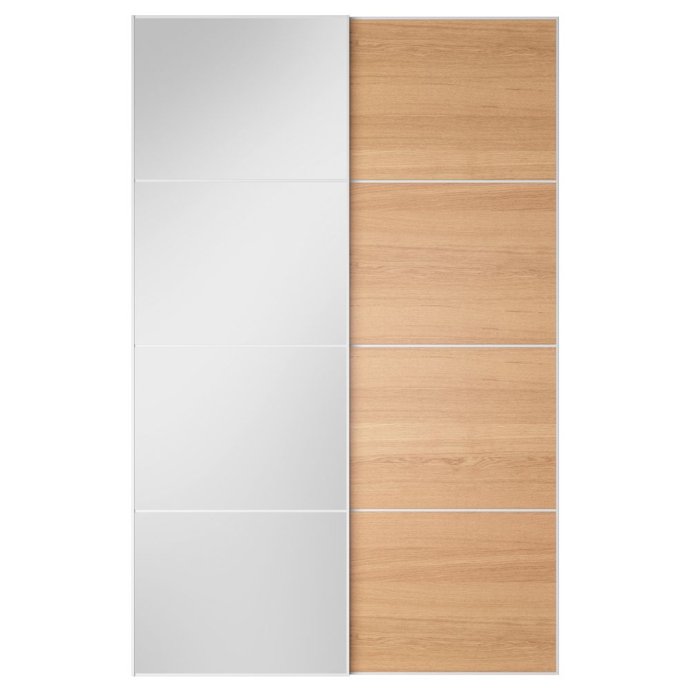 Пара раздвижных дверей АУЛИ / ИЛЬСЕНГ, зеркальное стекло, дубовый шпон - схема-чертеж с размерами