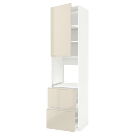Высокий шкаф для духовки + дверь, 2ящика, 60x60x240 cm IKEA METOD МЕТОД, MAXIMERA МАКСИМЕРА 894.634.74