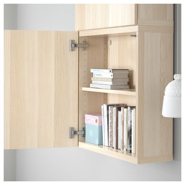 Навесной шкаф с 2 дверями БЕСТО, Лаппвикен под беленый дуб (60x20x128 см) - схема-чертеж с размерами