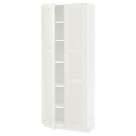 Высокий шкаф с полками, белый/Сэведаль белый 80x37x200 см IKEA METOD МЕТОД 894.474.22