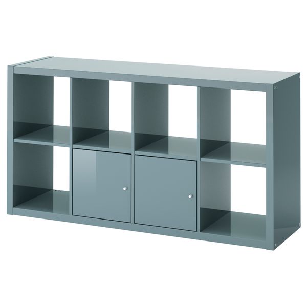 Стеллаж с дверцами КАЛЛАКС, глянцевый серо-бирюзовый (77x147 см) - фото 1