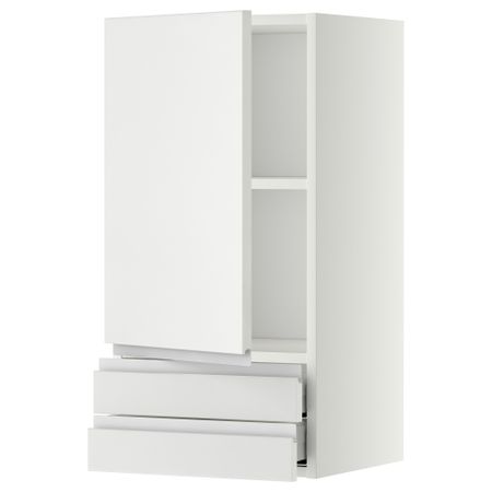 Навесной шкаф с дверцей, 2 ящика МЕТОД / МАКСИМЕРА, белый, Нодста белый