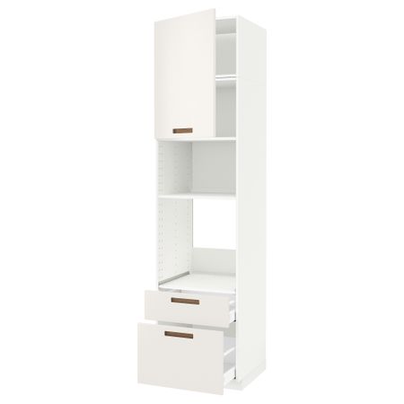 Высокий шкаф для духовки/СВЧ дверца, 2 ящика МЕТОД / МАКСИМЕРА, белый, Мэрста белый