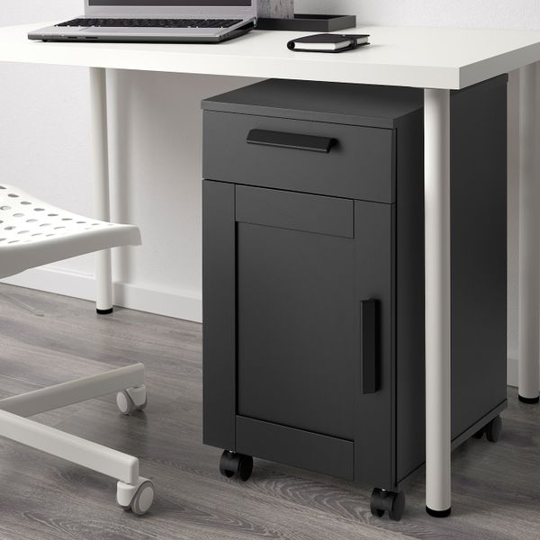 Тумба с ящиками на колесах, черный 35x68 см IKEA BRIMNES БРИМНЭС 704.784.37 - фото 3