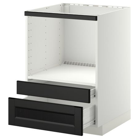 Напольный шкаф для комбинирования СВЧ, ящики МЕТОД / ФОРВАРА, белый, Лаксарби черно-коричневый (60x60 см)