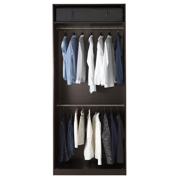 Гардероб ПАКС, черно-коричневый, Бергсбу черно-коричневый (100x60x236 см) - схема-чертеж с размерами