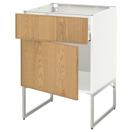 Напольный шкаф с ящиком, дверью МЕТОД / МАКСИМЕРА, белый, Экестад дуб