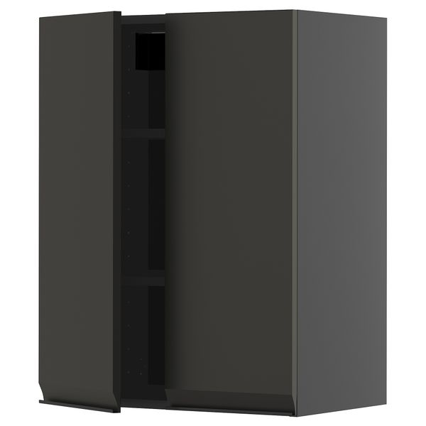 Навесной шкаф с полками, 2 дверцы, черно-серый, Upplöv матовый антрацит, 60x80 см IKEA METOD МЕТОД 095.897.26 - фото 1