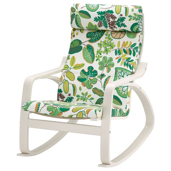 Кресло-качалка ПОЭНГ, белый, Симмарп зеленый - фото 1
