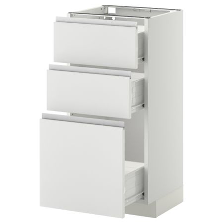 Напольный шкаф с 3 ящиками МЕТОД / ФОРВАРА, белый, Нодста белый