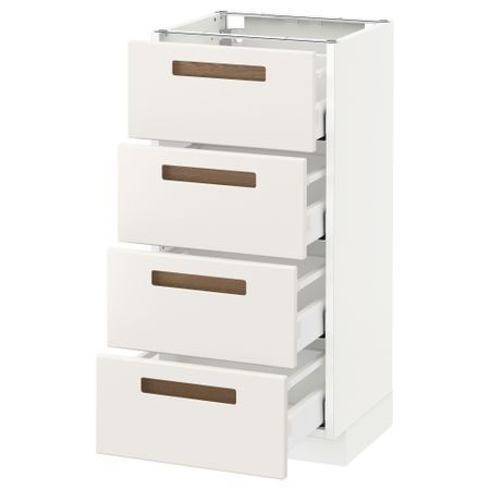 Напольный шкаф 4 фронтальных панели, 4 ящика МЕТОД / МАКСИМЕРА, белый, Мэрста белый