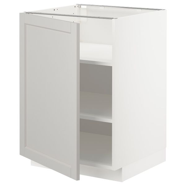 Напольный шкаф с полками, белый/Лерхюттан светло-серый 60x60 см IKEA METOD МЕТОД 892.730.54 - схема-чертеж с размерами