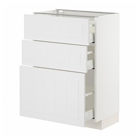 Напольный шкаф с 3 ящиками, белый/Стенсунд белый 60x37 см IKEA METOD МЕТОД / MAXIMERA МАКСИМЕРА 894.097.31