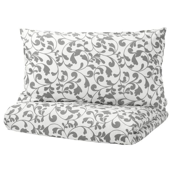 Пододеяльник и 1 наволочка РОСТВИН, белый, серый - фото 1