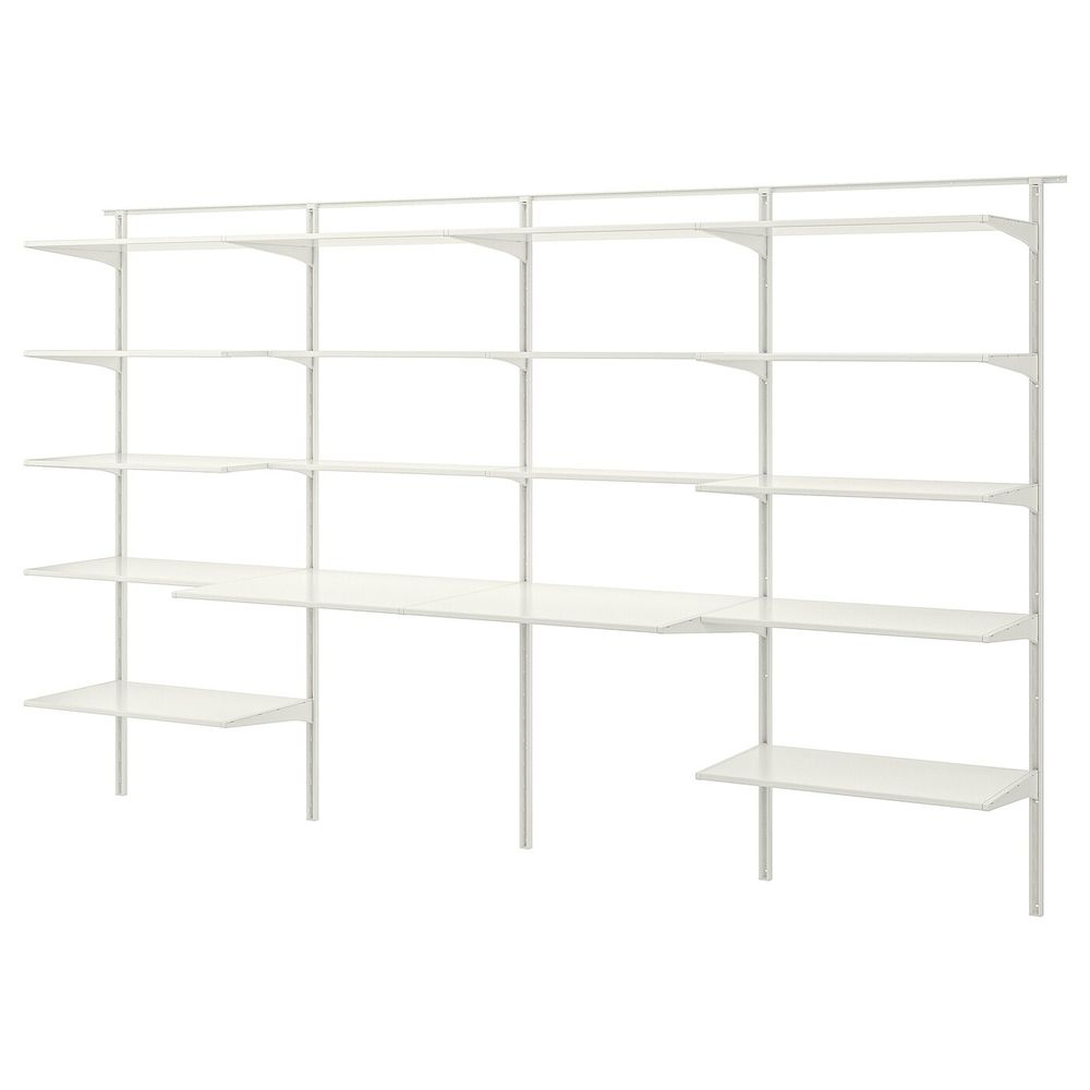 Настенная шина/полки, белый 322x61x199 см IKEA АЛЬГОТ 392.303.40 - фото 1
