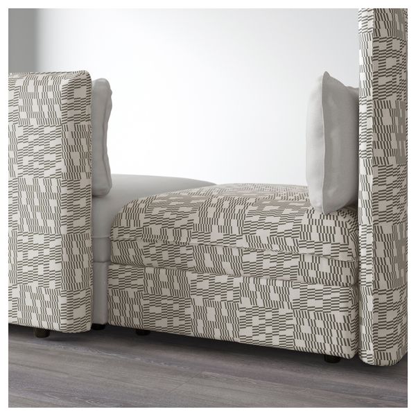 3-местный диван ВАЛЛЕНТУНА, Оррста светло-серый, Фуннарп черный/бежевый - фото 3