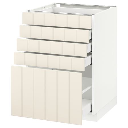 Напольный шкаф с 5 ящиками МЕТОД / МАКСИМЕРА, белый, Хитарп белый с оттенком