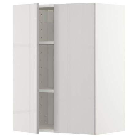 Навесной шкаф с полками/2дверцы, белый/Рингульт светло-серый 60x80 см IKEA METOD МЕТОД 993.004.05