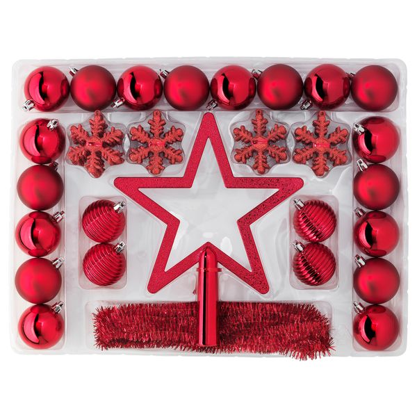 Набор украшений, 56 шт. ВИНТЕР 2015, красный - схема-чертеж с размерами