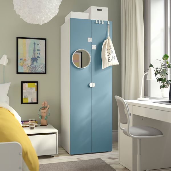 SMÅSTAD / PLATSA Гардероб - белый/синий 60x57x181 см - фото 2